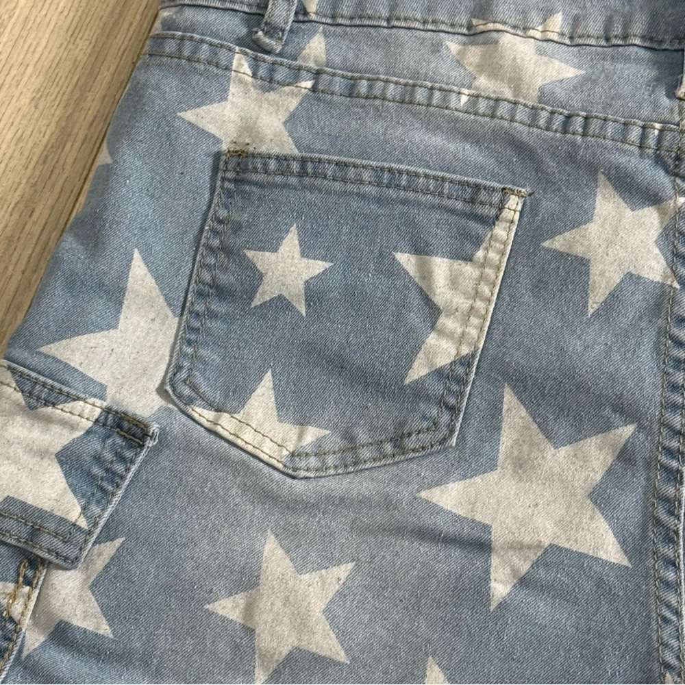 Star-Print Blue Denim Cargo Shorts - Women's - Picture 6 of 8